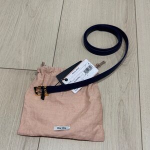 Prada Miu Miu Navy Blue Leather Belt